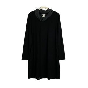 Pure Jill Long Sleeve Black Dress With Cowl Neck & Pockets Size L, NWT